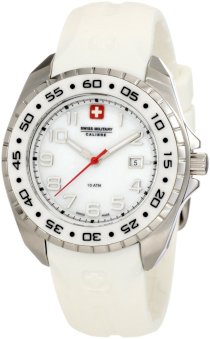 Swiss Military Calibre Women's 06-6S1-04-009 Sealander White Mother-of-Pearl Rotating Bezel Rubber Watch