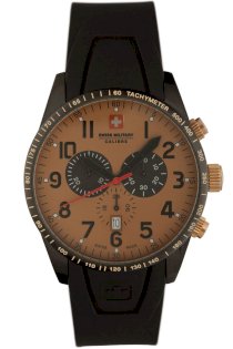 Swiss Military Calibre Men's 06-4R4-13-002 Red Star Gold Tone Dial Chronograph Rubber Date Watch