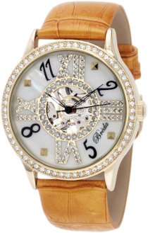 Breda Women's 5171-gold "Audrey" Rhinestone Bezel Mother-Of-Pearl Dial Mechanical Hand-Winding Watch