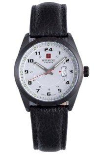 Swiss Military Calibre Women's 06-6T1-13-001 Trooper Black IP Silver Dial 24-Hour Date Watch