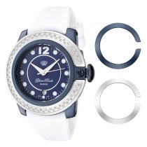 Glam Rock Women's GR32049D SoBe Diamond Accented Blue Dial White Silicone Watch
