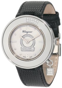 Ferragamo Women's F64SBQ9101S S009 Gancino Sparkling Diamond Black Genuine Leather Band Watch