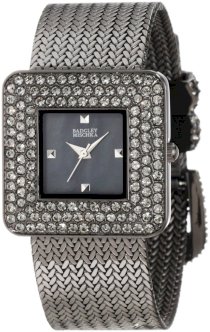 Badgley Mischka Women's BA/1197GMGY Swarovski Crystal Accented Gunmetal-Tone Mesh Bracelet Watch