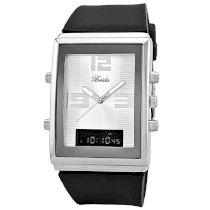 Breda Men's 8216-Silver Thomas Multi-function Ana-Digi Black Silicone Watch