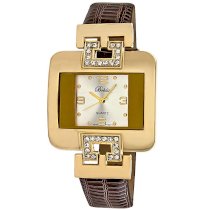 Breda Women's 2198-Brown "Christina" Elegant Silver Square Bezel Watch