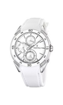 Festina Women's Basel F16394/1 White Rubber Quartz Watch with White Dial