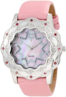 Brillier Women's 10-4B323-08 La Fleur Round Diamonds Pink Tourmalines Steel Watch