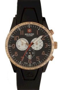 Swiss Military Calibre Men's 06-4R4-13-007.9 Red Star Rose Gold IP Bezel Chronograph Rubber Date Watch