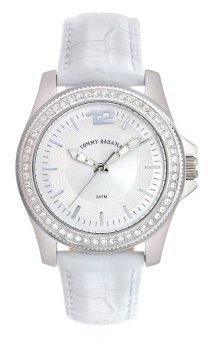 Tommy Bahama Swiss Women's TB2128 Riviera White Strap Silver Stone Bezel Watch