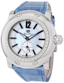Glam Rock Women's GRD1022AT Miami Mother-Of-Pearl Diamond Accented Blue Alligator Watch