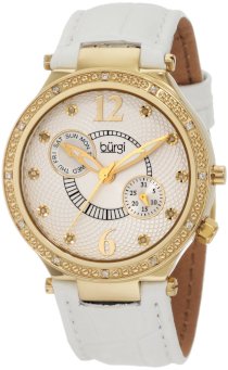 Burgi Women's BU45YG Round Swiss Quartz Diamond Classic Stainless Steel Day Date Watch