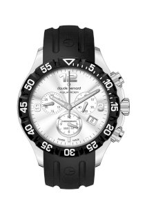 Claude Bernard Men's 10205 3 AIN Aquarider Silver Chronograph Rotating Bezel Rubber Watch