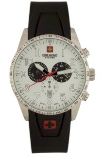 Swiss Military Calibre Men's 06-4R4-04-001 Red Star White Dial Chronograph Rubber Date Watch