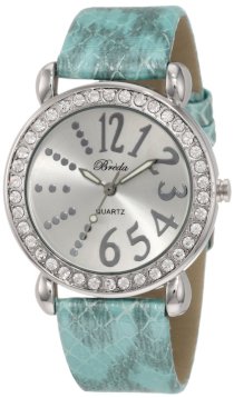 Breda Women's 5151_blue "Paige" Rhinestone Bezel Python Leather Watch Watch