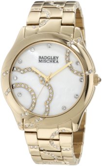 Badgley Mischka Women's BA/1200MPGB Swarovski Crystal Accented Floral Design Gold-Tone Bracelet Watch