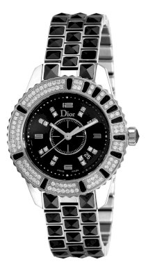 Christian Dior Women's CD113119M001 Christal Diamond Black Dial Watch