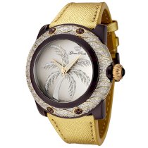 Glam Rock Women's GR80018 Miami Collection Diamond Accented Gold Leather Watch