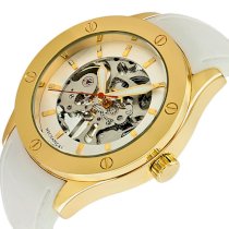 Breda Women's 1450_gold/wht "Addison" Mechanical See-Through Silicone Band Watch