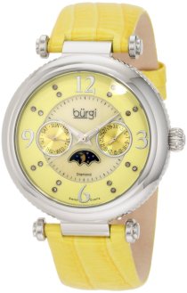 Burgi Women's BU43YW Round Swiss Quartz Diamond Classic Stainless Steel Day Date Watch