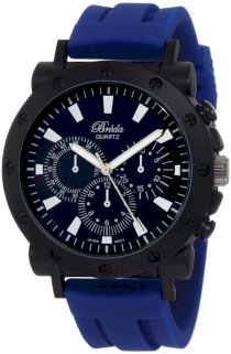 Breda Men's 8136-blue "Tripp" Bold Textured Bezel Silicone Band Watch