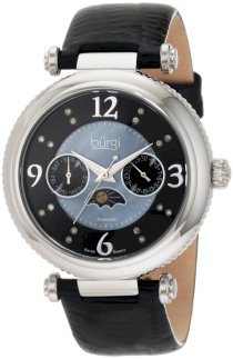 Burgi Women's BU43BK Round Swiss Quartz Diamond Classic Stainless Steel Day Date Watch