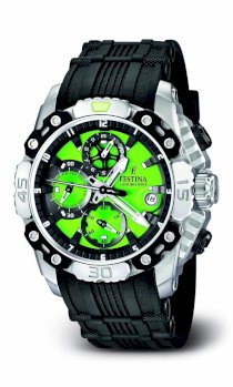 Festina Men's Tour De France F16543/8 Black Rubber Quartz Watch with Green Dial