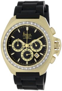 Freelook Men's HA6303G-1X Aquamarina Iii Black Band Gold Case Black Dial and Swarovski Bezel Watch