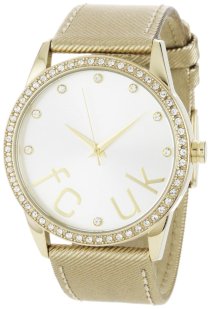 FCUK Women's FC1053GS Leather Strap Rose-Gold-Tone Stainless Steel Watch