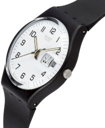 Swatch Men's GB743 Black Rubber Quartz Watch with White Dial