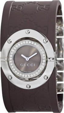 Gucci Women's YA112428 112 Twirl GG Rubber Diamond Watch