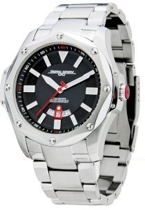 Jorg Gray Solid Stainless Steel Bracelet Black Dial Men's watch #JG9100-21
