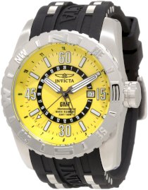 Invicta Men's 10682 Aviator GMT Yellow Dial Black Polyurethane Watch