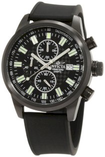 Invicta Men's 1683 Specialty Chronograph Black Textured Dial Black Polyurethane Watch