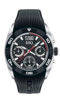 ESQ by Movado Men's 07301378 Octane Black Rubber Strap Black Carbon Fiber Dial Watch