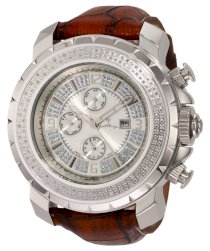 JBW-Just Bling Men's JB-6236L-B "Titus" Oversized Multi-Function Leather Band Diamond Watch