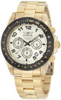 Invicta Men's 10703 Speedway Chronograph Gold Dial 18k Gold Ion-Plated Stainless Steel Watch