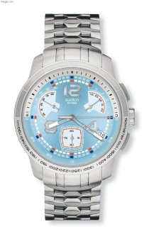 Swatch Irony Nordic Power Steel Chronograph Blue Dial Unisex Watch #YRS417G