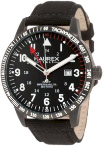 Haurex Italy Men's 8N300UN1 Red Arrow Black Canvas Tachometer Watch