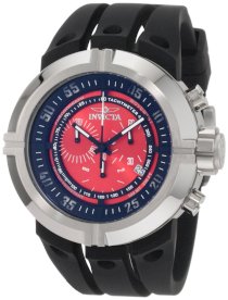 Invicta Men's 0842 Force Chronograph Red Dial Black Polyurethane Watch