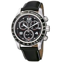 Tissot Men's T0394171605702 V 8 Black Leather Strap Chronograph Dial Watch