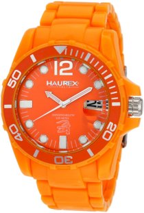 Haurex Italy Men's O7354UOO Caimano Rotating Bezel Orange Dial Plastic Sport Watch