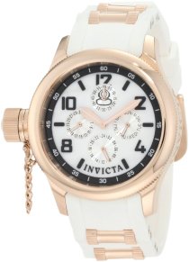 Invicta Women's 1818 Russian Diver White Mother-Of-Pearl Dial White Polyurethane Watch