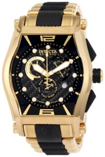 Invicta Men's 0745 Reserve Tonneau Chronograph Black and 18k Gold Plated Stainless-Steel Watch