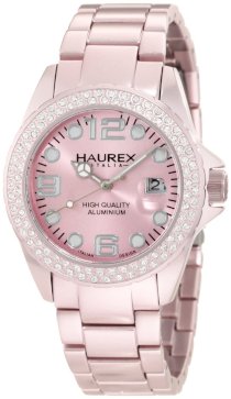 Haurex Italy Women's XK374DP1 Ink Stones Light Pink Aluminum Crystal Date Watch