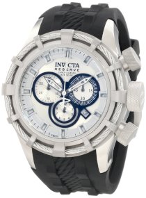 Invicta Men's 1226 Reserve Bolt Chronograph Silver Dial Black Silicone Watch