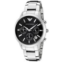 Emporio Armani Men's AR2435 Chronograph Black Dial Stainless Steel Watch