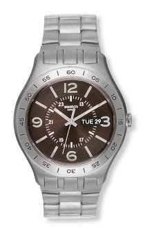 Swatch Men's Irony YTS703G Silver Stainless-Steel Swiss Quartz Watch with Brown Dial