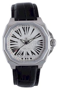Gio Monaco Men's 369 Poseidon White Dial Automatic Stainless Steel Compass Watch