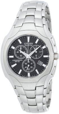 Citizen Men's AT0880-50E Eco-Drive Chronograph Stainless Steel Black Dial Watch