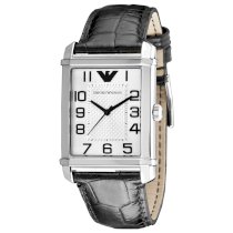 Emporio Armani Men's AR0487 Digital Silver Dial and Black Strap Watch